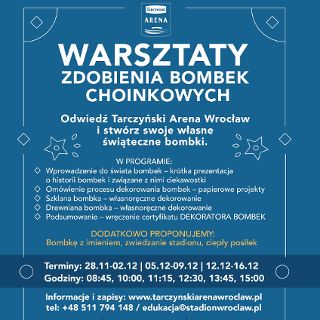 Warsztaty ozdabiania bombek dla uczniów – Tarczyński Arena Wrocław